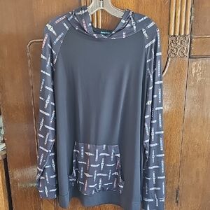 Zenana Black Hoodie with Colorful Cinch Pattern